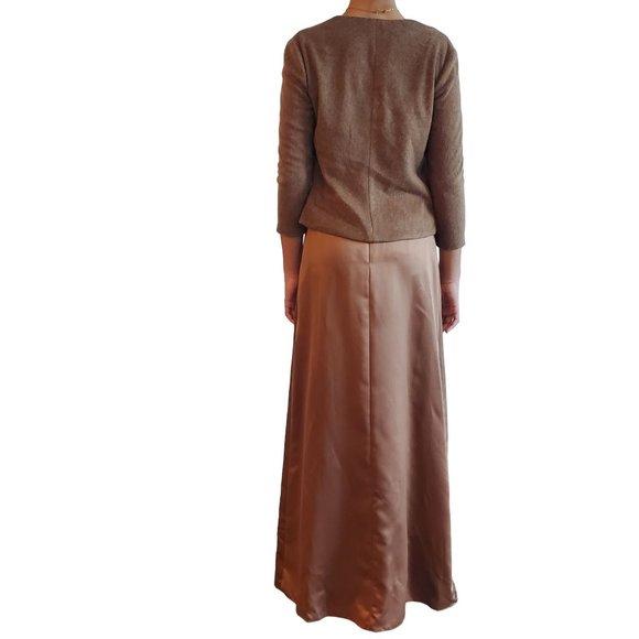 Vintage Jim Hjelm Occasions Tan/Brown Evening Gown with Cardigan Size 4 - Picture 3 of 16